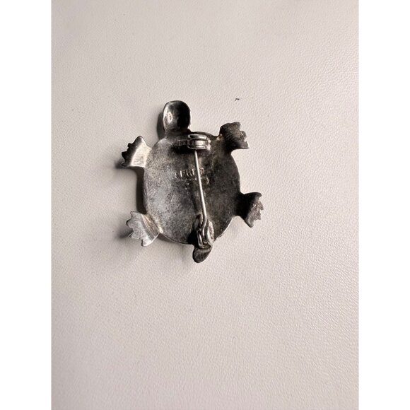 ALPACA MEXICO SILVER TONE INLAID ABALONE TURTLE PIN BROOCH - Picture 5 of 6